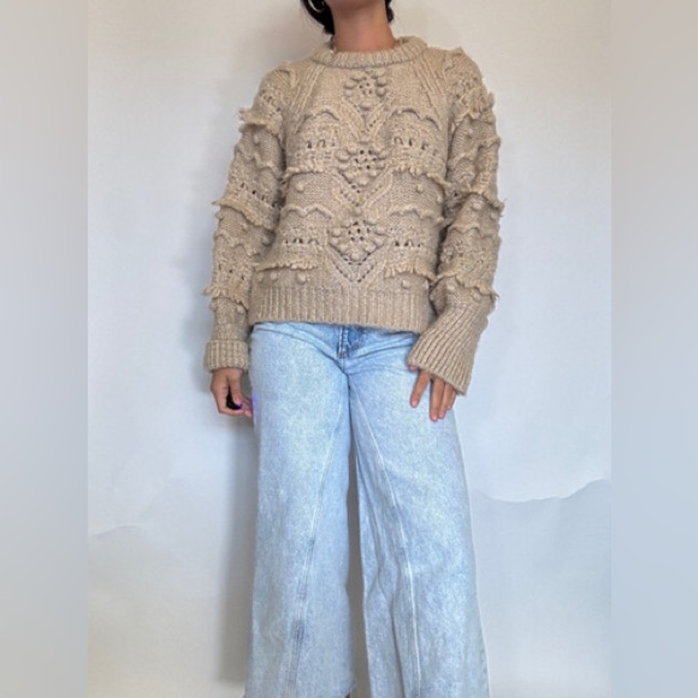 Zara Beige Textured Knit Sweater - Picture 2 of 13